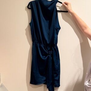 Blue Sleeveless Knot-Waist Dress